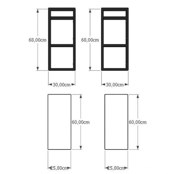 Mini estante industrial para escritório aço cor preto prateleiras 30 cm cor branca modelo - 3