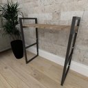 Ver imagem 1 de Aparador Industrial - Aço Preto - MDF 30cm - Madeira Escura - Modelo Ind15Aeapr