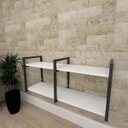 Ver imagem 1 de Aparador Industrial - Aço Preto - Prateleiras 30cm - Branca - Modelo Ind22Bapr