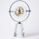 Ver imagem 1 de Relógio de Mesa Vitino Crystal Orbit Base de Cristal Aro Cromado Skeleton Luxo