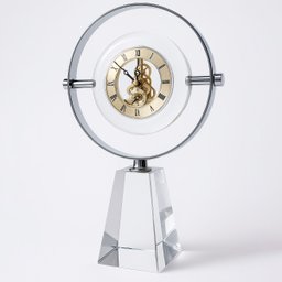 Relógio de Mesa Vitino Crystal Orbit Base de Cristal Aro Cromado Skeleton Luxo - 1