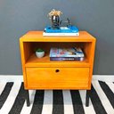 Ver imagem 1 de Mesa Lateral Prateleira e Gaveta com pé Style de Ferro e Madeira Industrial Carvalho e Preto