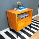 Ver imagem 2 de Mesa Lateral Prateleira e Gaveta com pé Style de Ferro e Madeira Industrial Carvalho e Preto