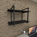 Ver imagem 1 de Prateleira industrial para escritório aço cor preto mdf 30cm modelo ind02