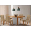 Ver imagem 1 de Conjunto: Mesa de Cozinha Pietá Tampo Curvo 180cm+6 Cadeiras Dakota Madeira Naturale/Off White -