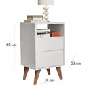 Ver imagem 3 de Mesa de Cabeceira Classic Plus 2 Gavetas Pés Palito Retrô - cor Branco - Comprar Móveis em Casa