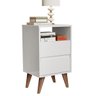 Mesa de Cabeceira Classic Plus 2 Gavetas Pés Palito Retrô - cor Branco - Comprar Móveis em Casa - 2