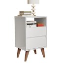 Ver imagem 2 de Mesa de Cabeceira Classic Plus 2 Gavetas Pés Palito Retrô - cor Branco - Comprar Móveis em Casa