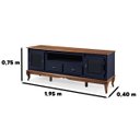 Ver imagem 3 de Rack Linz 2 Portas Vidro 2 Gavetas Pés Luis Xv 75 X 195 X 40 Cm (a X L X P) - Cor Azul/imbuia