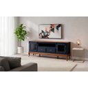 Ver imagem 2 de Rack Linz 2 Portas Vidro 2 Gavetas Pés Luis Xv 75 X 195 X 40 Cm (a X L X P) - Cor Azul/imbuia