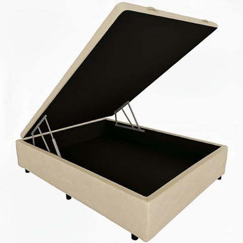 Box Baú Casal Blindado na Chapa de Madeira - Diversas Cores (188x138x42): Corino Bege