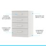 Cômoda com 4 Gavetas para Quarto Solteiro 55x93cm Mdp Branco 2007 Menu - 4