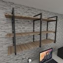 Ver imagem 1 de Prateleira Industrial para Escritório - Aço Preto - MDF 30cm - Modelo Ind12
