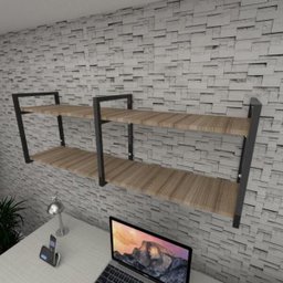 Prateleira Industrial para Escritório - Aço Preto - MDF 30cm - Modelo Ind04 - 1