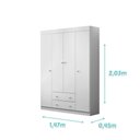 Ver imagem 2 de Guarda Roupa Roupeiro para Quarto de Bebê 100% MDF 4 Portas 2 Gavetas Infantil Helena Branco Phoenix