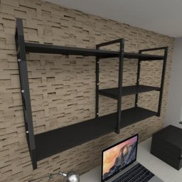 Prateleira Industrial para Escritório - Aço Preto - MDF 30cm - Modelo Ind14 - 1