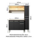 Ver imagem 4 de Armário de Cozinha Compacta 137cm Rustic/Preto Emilly Art Madesa 04