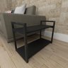 Mesa Lateral Industrial para Sofá - Aço Preto - Prateleira 30cm - Modelo Ind01pml - 1