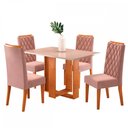 Ver imagem 2 de Mesa de Jantar 4 Lugares Nova York Mel/Blonde/Veludo Rosa - Viero Móveis