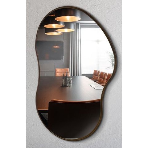 Espelho Orgânico Cloud 70x50cm Moldura Couro Moderno Premium - Moldura Caramelo
