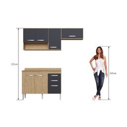 Cozinha Compacta Bélgica 4 Peças A3092 Mel/grafite Casa Mia - 8