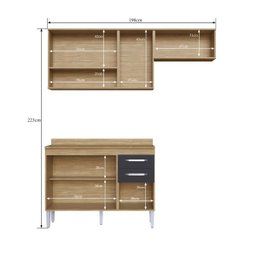 Cozinha Compacta Bélgica 4 Peças A3092 Mel/grafite Casa Mia - 9