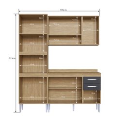 Cozinha Compacta Bélgica 4 Peças A3094 Mel/grafite Casa Mia - 9 Cozinha Compacta Bélgica 4 Peças A3094 Mel/grafite Casa Mia - 9