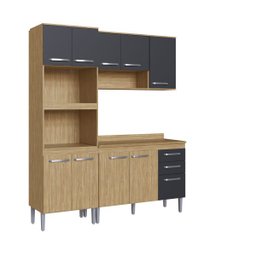 Cozinha Compacta Bélgica 4 Peças A3094 Mel/grafite Casa Mia - 2 Cozinha Compacta Bélgica 4 Peças A3094 Mel/grafite Casa Mia - 2