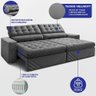 Sofá Retrátil e Reclinável 3,00m Molas Ensacadas Max Spring Velusoft Cinza Cama Inbox - 2