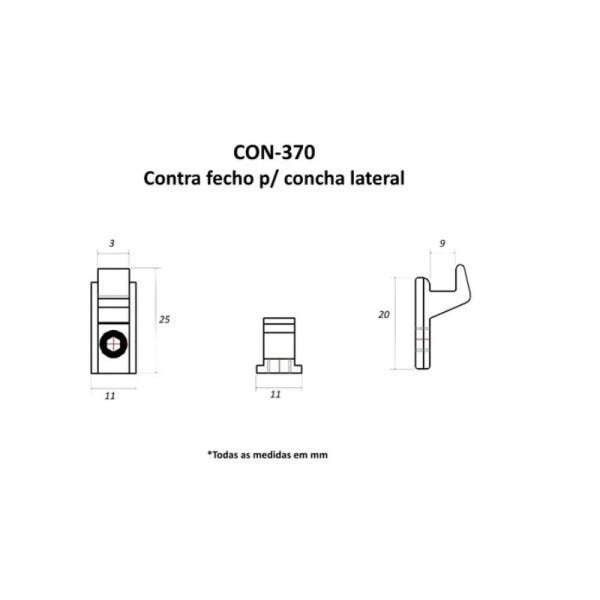 Contra Fecho Con-370 Zamak Branco Janela e Porta Kit 5 Pcs - 3