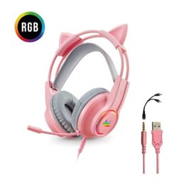 Headset Fone Gamer com Microfone e LED P3/P2 - Kp-Ga04 Rosa - 1