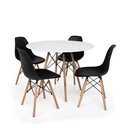Ver imagem 2 de Kit Mesa Jantar Eiffel 90cm Branca + 4 Cadeiras Eames Eiffel Pretas