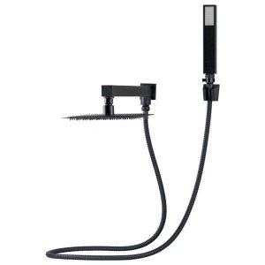 Chuveiro Slim de Parede com Desviador Preto Fosco 20x20cm