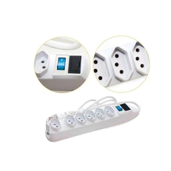 EXTENSAO ELETRICA 6 TOMADAS FILTRO LINHA FUSIVEL 3M SL7606 - 2