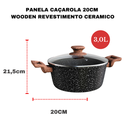 Panela Caçarola Avulsa 20cm Antiaderente Cerâmica Fogão Indução Colorstone Woden - 3