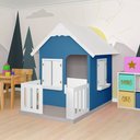 Ver imagem 2 de Casinha de Brinquedo com Cercado Floreiros Mdf Azul/branco L12 - Gran Belo