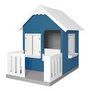 Ver imagem 1 de Casinha de Brinquedo com Cercado Floreiros Mdf Azul/branco L12 - Gran Belo