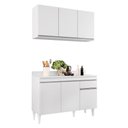 Ver imagem 1 de Kit Armário Aéreo e Balcão de Cozinha Lavanderia Lucy com Tampo 120 cm - D’Rossi Branco