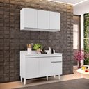 Ver imagem 2 de Kit Armário Aéreo e Balcão de Cozinha Lavanderia Lucy com Tampo 120 cm - D’Rossi Branco