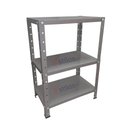 Ver imagem 4 de Estante de Aço Mini com 3 Prateleiras 45x27cm 45kg Coluna Bipartida Para Escritório Cinza