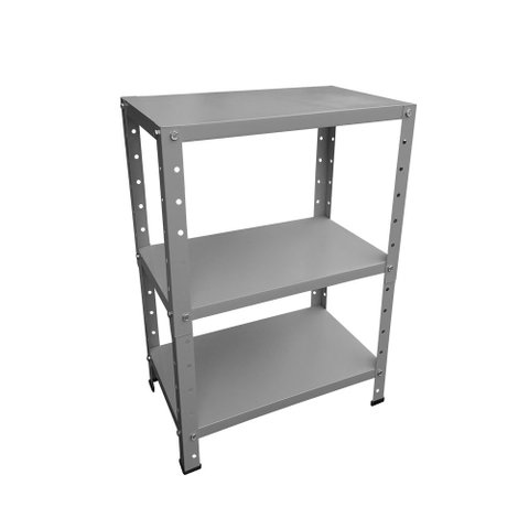 Estante de Aço Mini com 3 Prateleiras 45x27cm 45kg Coluna Bipartida Para Escritório Cinza