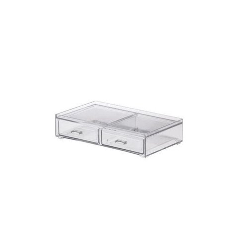 Caixa Organizadora Acrílico Com 2 Gavetas Empilhavel 21,5x12,5x5cm Elegance