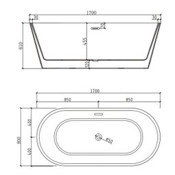 Banheira Freestanding de Imersão Nias 1700 Preto Brilho - 3