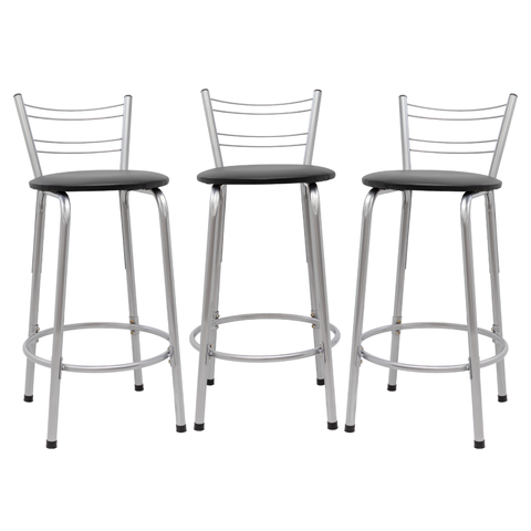 Kit 3 Banquetas para Balcão Flórida Prata 60cm Cozinha Gourmet Bistrô Bancada Piscina Área de Lazer
