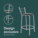 Ver imagem 4 de Kit 3 Banquetas para Balcão Flórida Prata 60cm Cozinha Gourmet Bistrô Bancada Piscina Área de Lazer
