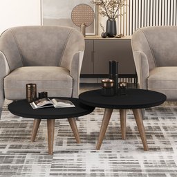 Conjunto de Mesas de Centro para Sala Decorativas com Pés Palito Luma - Jm3 Móveis:preto - 1