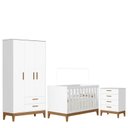 Ver imagem 1 de Quarto de Bebê Flip com Cômoda Gaveteiro Branco Acetinado com Berço Americano - Reller