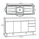 Ver imagem 4 de Balcão Gabinete com Pia Inox 160cm Arkansas Branco - Lumil Lumil Móveis