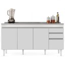 Ver imagem 7 de Balcão Gabinete com Pia Inox 160cm Arkansas Branco - Lumil Lumil Móveis