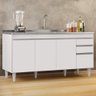 Balcão Gabinete com Pia Inox 160cm Arkansas Branco - Lumil Lumil Móveis - 2